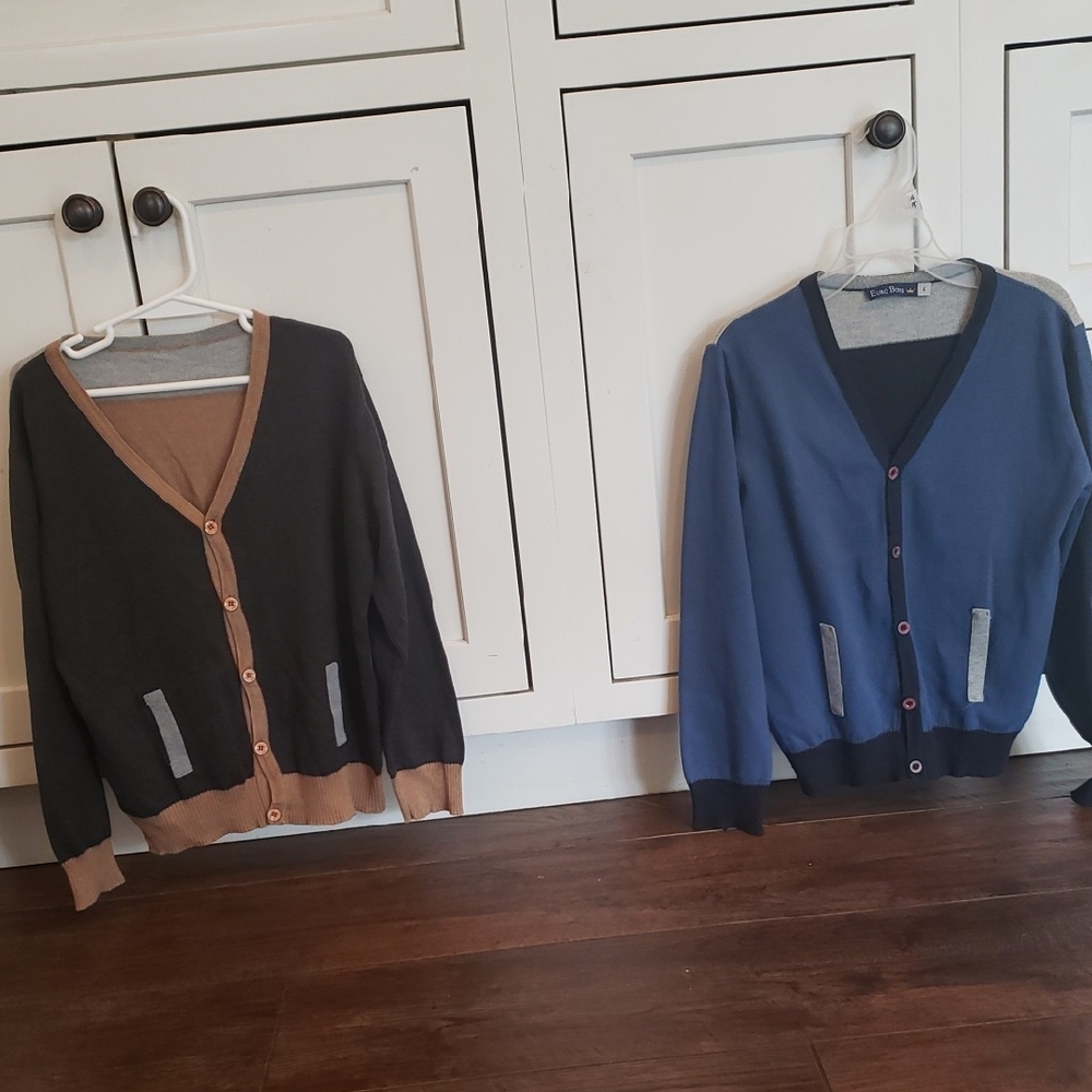 Kids' Blue and Brown Cardigan Sweaters